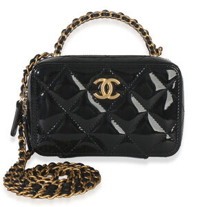 Chanel Black Quilted Patent Mini Vanity Chain Bag